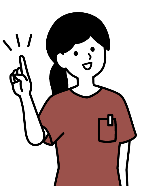 あずき色_女性スタッフ指差し